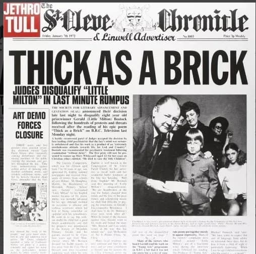 Capa de “Thick As A Brick”, de Jethro Tull